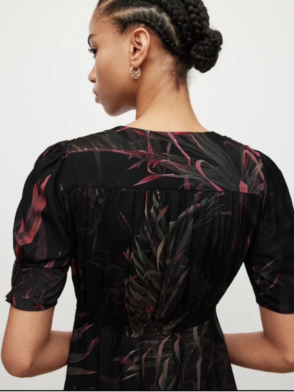All Saints Demi Luar Black Print Mini Dress 8 - Picture 8 of 8